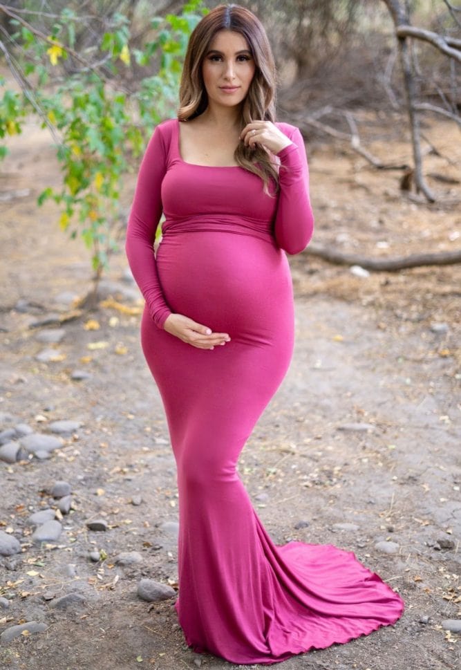 Bell sleeve maternity maxi dress sale