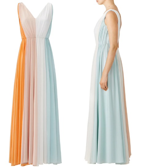 Multicolor V Neck Ruched Pastel Gown ShObO