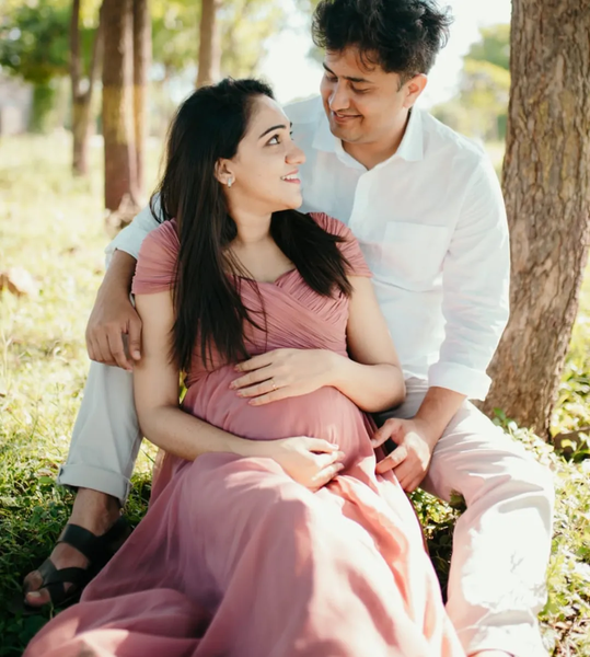 Dusty Pink Ruched Baby-Shower Gown