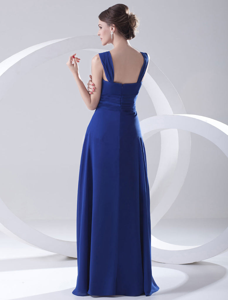 Royal Blue Draping Straps Ethereal Floor-Length Dress