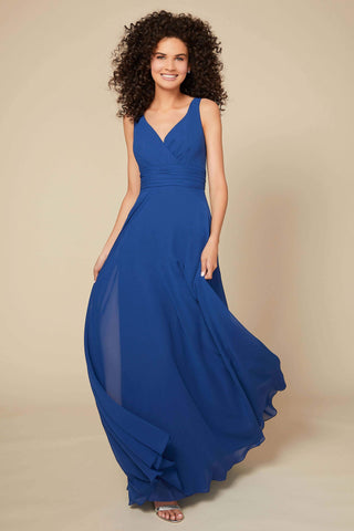 Royal Blue Ruched Open Back Flared Maxi