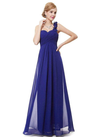 Royal Blue Ruched Frill Detail Maxi