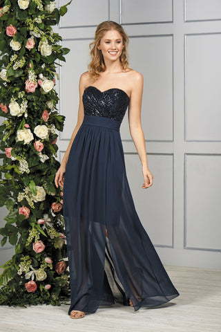 Navy Blue Sweetheart Neckline Formal Bridesmaid Dress