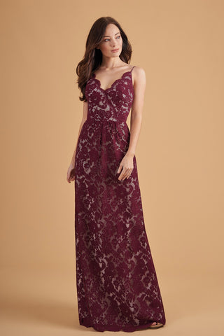 Wine Lace Dual Effect Spaghetti Strap Dress