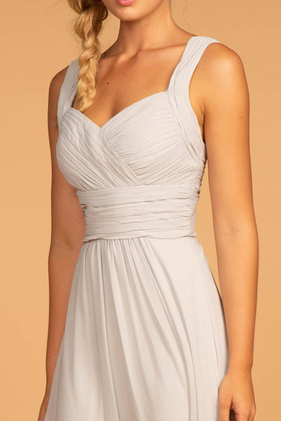 White Ruched Sweet-Heart Flared Maxi